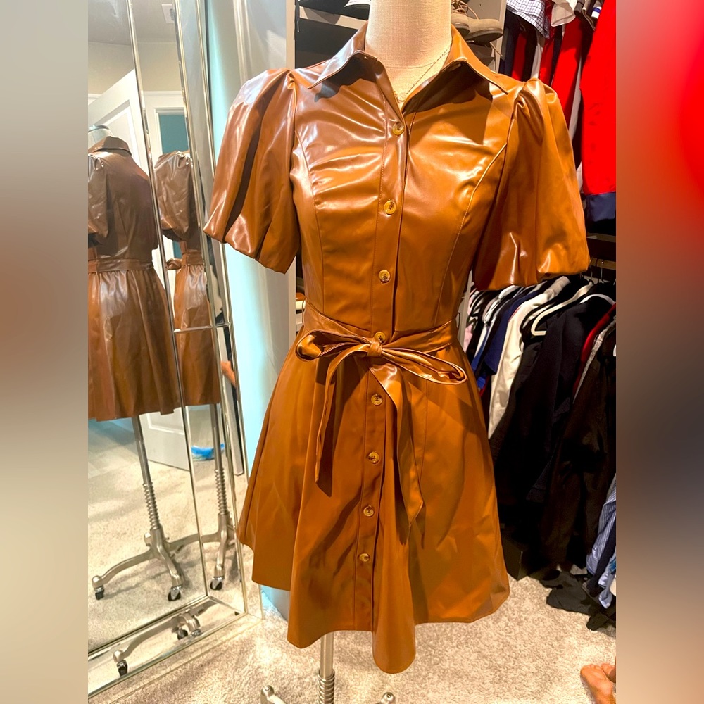 Faux leather mid dress